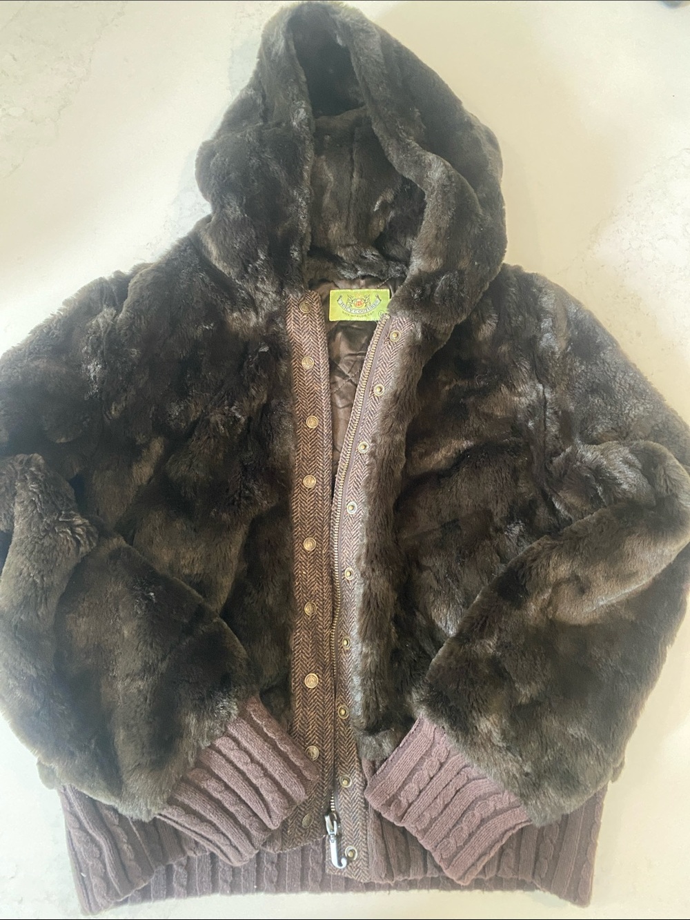 Juicy Couture Brown Faux Fur Hooded Jacket